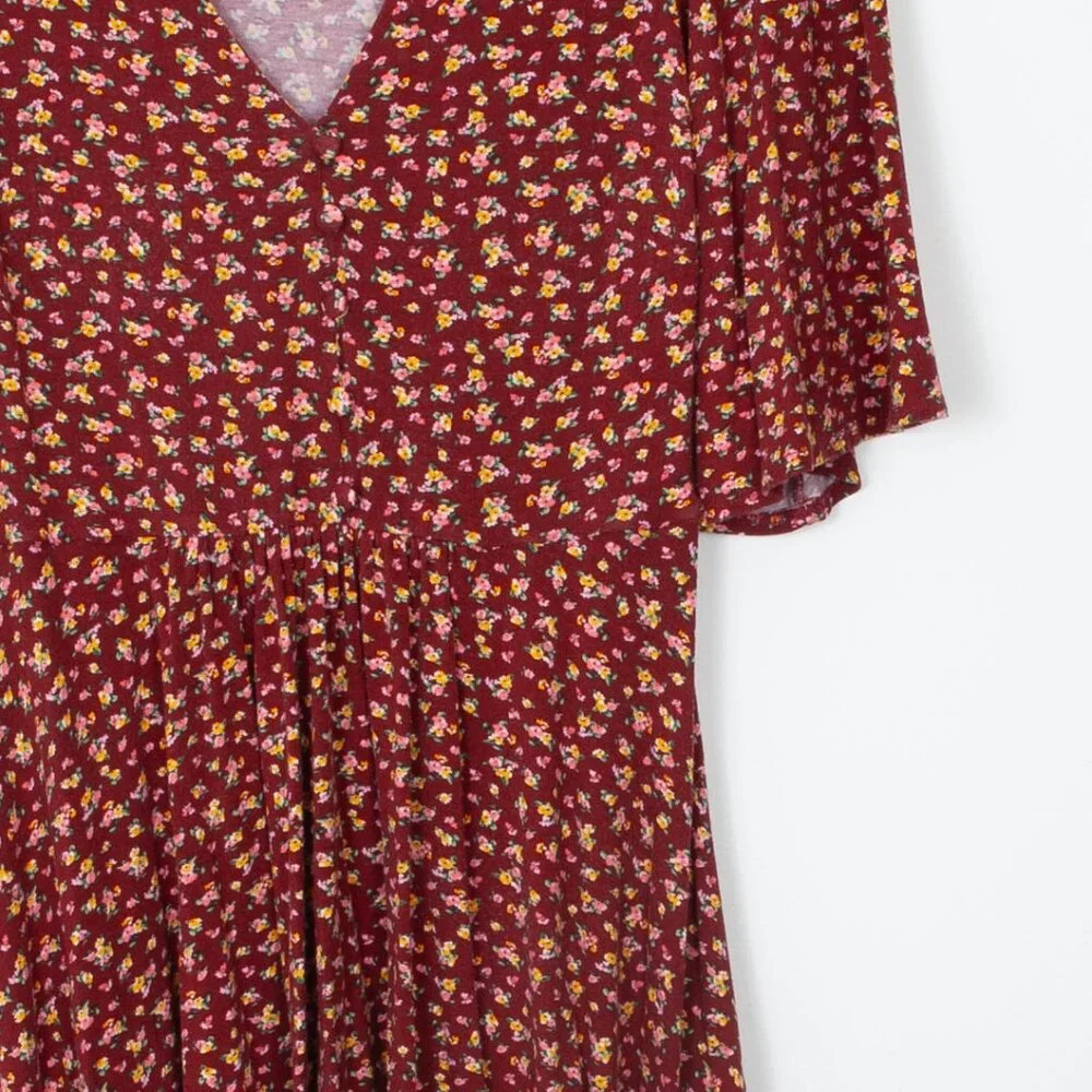 ASOS V Neck Floral Flutter Sleeve Mini Dress Womens Size 8 - Picture 4 of 9
